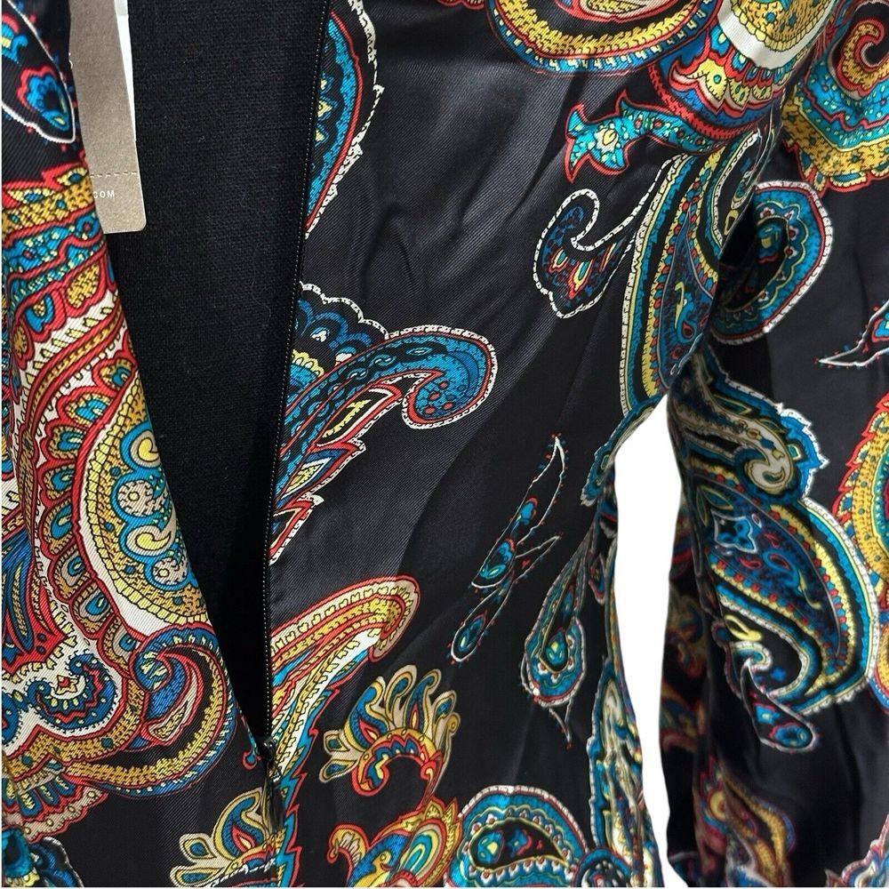 J.Crew 100% Silk Women's Size 6 Twill Top In Bold Paisley Print Black NWT - Picture 8 of 13